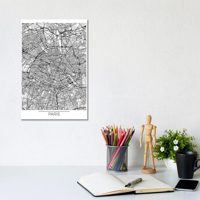 Paris Minimal Urban Blueprint Map by Hubert Roguski - Wrapped Canvas Print Borough Wharf Size: 30.48cm H x 20.32cm W x 1.905cm D on Productcaster.