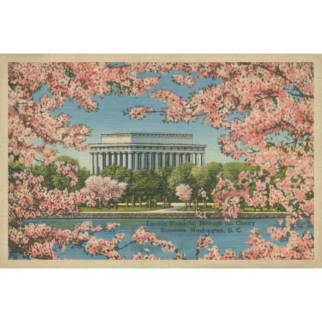 Lincoln Memorial & Cherry Blossoms - Wrapped Canvas Art Prints Rosalind Wheeler Size: 61cm H x 91cm W on Productcaster.