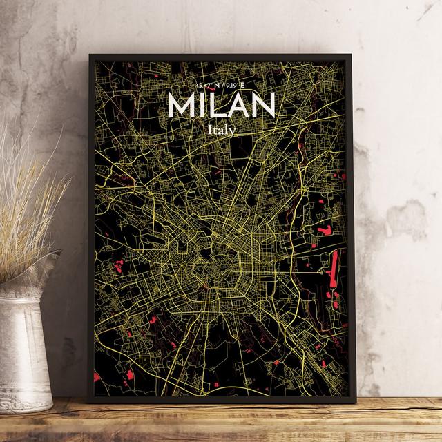 Milan City Map - No Frame Print East Urban Home Size: 91.4cm H x 61cm W x 0.13cm D x 0.13 cm D on Productcaster.