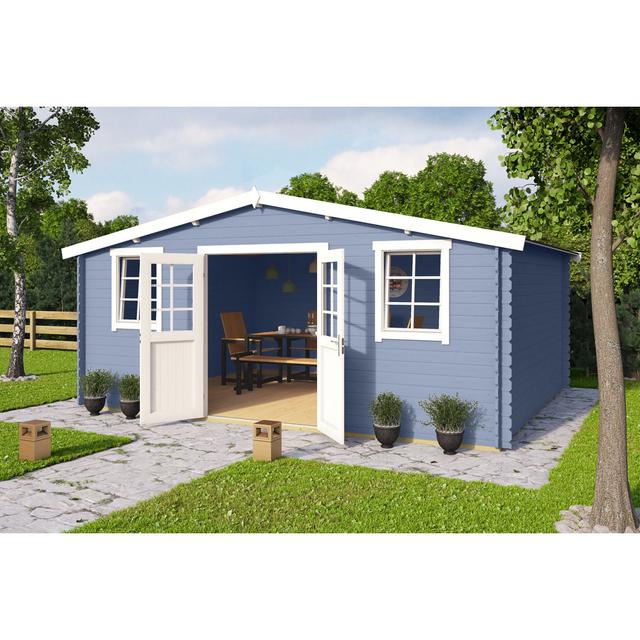 Wels 18 x 14 Ft. Tongue & Groove Summer House Lasita Maja Colour: Pigeon Blue on Productcaster.