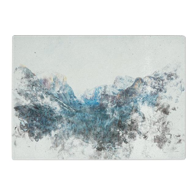 Tempered Glass Winter in Yosemite Valley Watercolour Chopping Board East Urban Home Size: 20 cm x 28.5 cm on Productcaster.