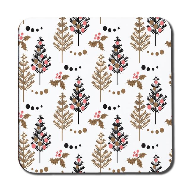 Christmas Tree Holly Leaf Designer Coaster (Set of 6) East Urban Home on Productcaster.