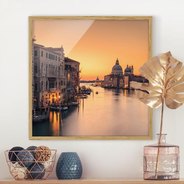 Golden Venice - Picture Frame Photograph Ebern Designs Size: 70cm H x 70cm W x 2cm D, Frame Option: Brown Framed on Productcaster.