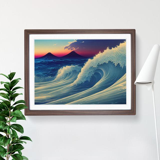 Japanese Wave By Mountains Vol.3 House of Hampton Frame Colour: Walnut Framed, Size: 46cm H x 64cm W x 2cm D on Productcaster.