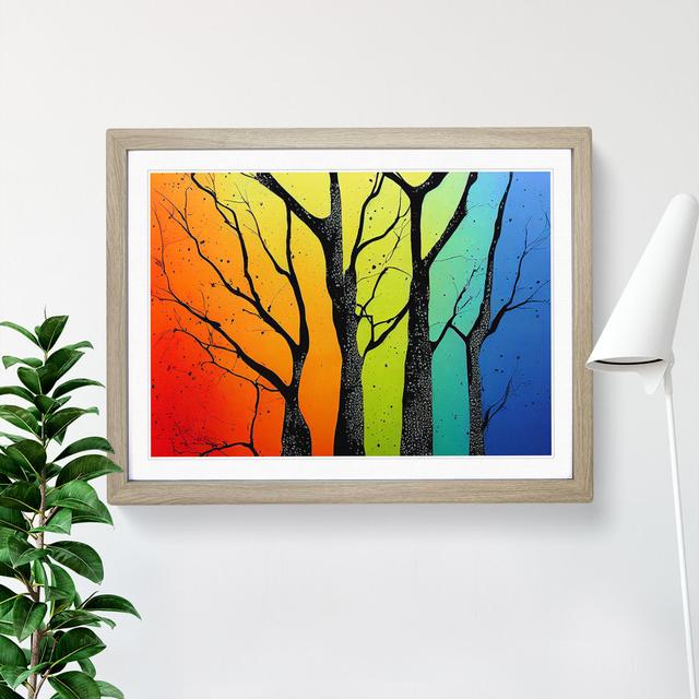 Colourful Trees Abstract - Single Picture Frame Print Metro Lane Frame Colour: Oak Framed, Size: 46cm H x 64cm W x 2cm D on Productcaster.