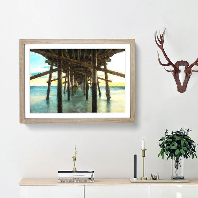 Under the Pier in Newport Beach - Picture Frame Graphic Art Print East Urban Home Size: 45cm H x 63cm W x 2cm D, Frame Option: Oak Framed on Productcaster.