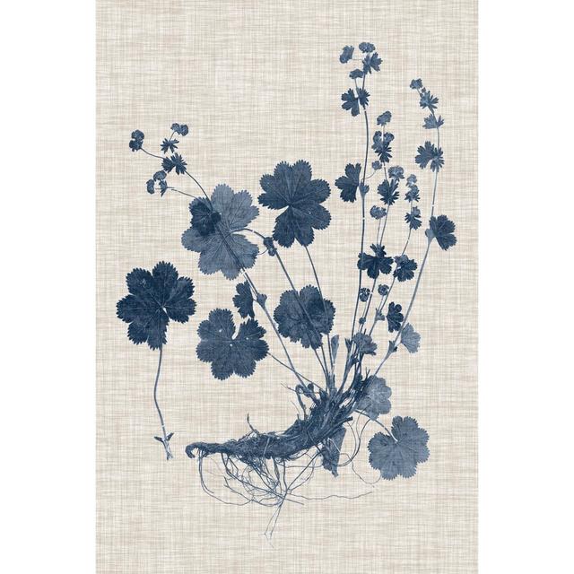 Navy And Linen Leaves I - Wrapped Canvas Graphic Art Rosalind Wheeler Size: 46cm H x 30cm W on Productcaster.