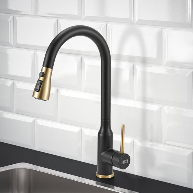 Living And Home Pull Down Kitchen Faucet Living and Home Finish: Black on Productcaster.