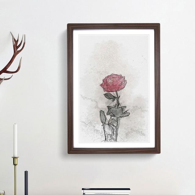 Climbing Pink Rose in Abstract - Picture Frame Graphic Art Print East Urban Home Size: 48cm H x 36cm W x 2cm D, Frame Option: Walnut Framed on Productcaster.