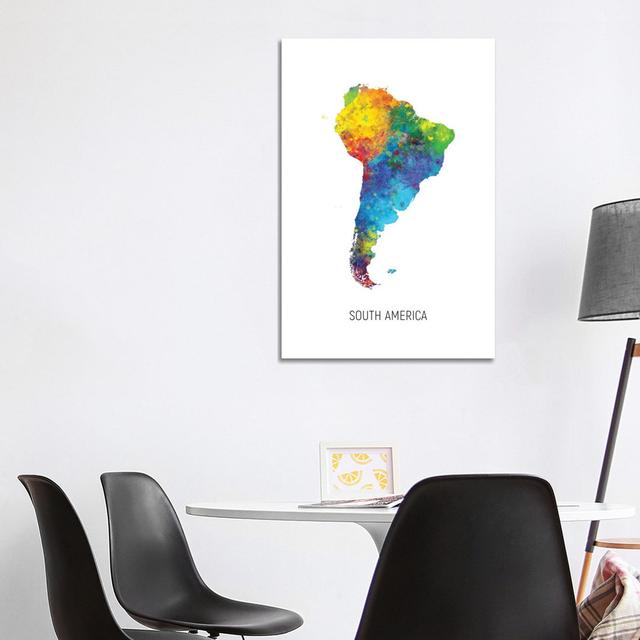 South America Map by Michael Tompsett - Wrapped Canvas Print Latitude Run Size: 101.6cm H x 66.04cm W x 3.81cm D on Productcaster.