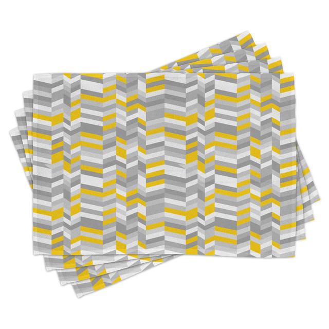 Place Mats Set of 4, Home Style Zig Zag, Grey Yellow (Set of 4) East Urban Home on Productcaster.