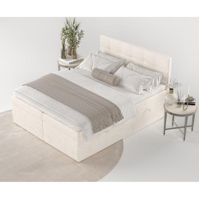 Boxspringbett Tari mit topper Liv&Lars Farbe: Creme, Größe: 160 x 200 cm on Productcaster.