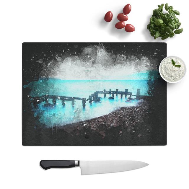 Keyhaven Beach in Hampshire Paint Splash Chopping Board East Urban Home Size: 0.4cm H x 20cm W x 28.5cm L on Productcaster.