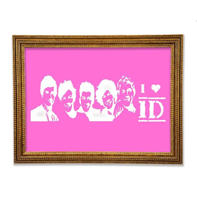 Music Quote I Love 1 Direction Framed Print Happy Larry Size: 42cm H x 59.7cm W x 3cm D, Colour: Vivid Pink on Productcaster.