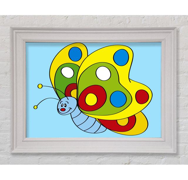 Smiling Flying Caterpilla - Single Picture Frame Art Prints Bright Star Colour: Baby Blue, Size: 42cm H x 59.7cm W x 8cm D on Productcaster.