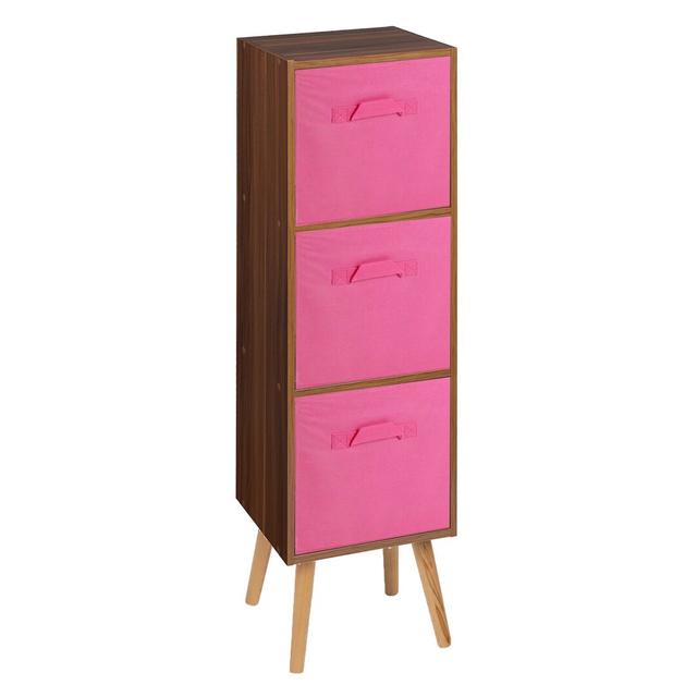 Corto Bookcase 17 Stories Colour: Teak/Dark Pink/Black on Productcaster.