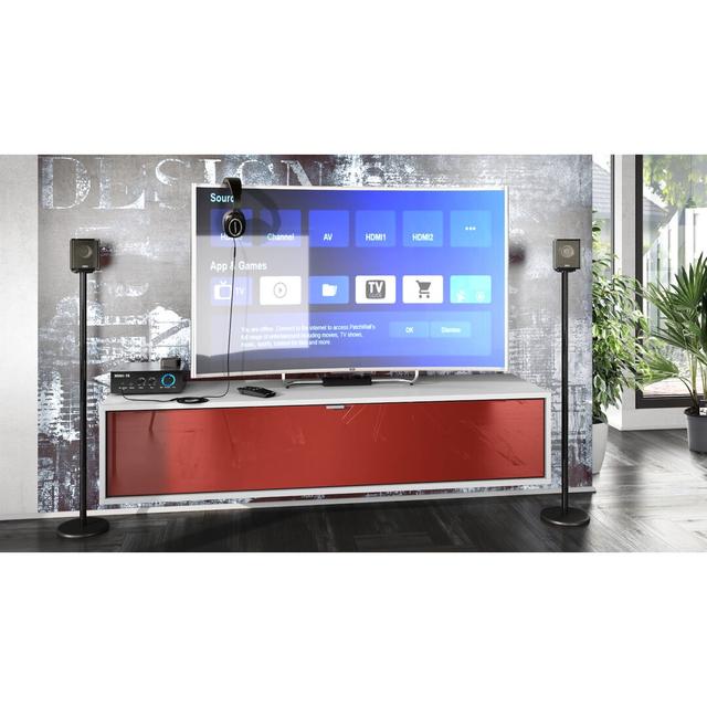 TV-Lowboard Mccaffrey für TVs bis zu 55" Metro Lane Farbe: Weiß/Hochglänzendes Bordeauxrot on Productcaster.