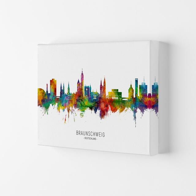 Braunschweig Deutschland Skyline by Michael Tompsett - Graphic Art Ebern Designs Size: 42cm H x 59.4cm W x 4cm D, Format: Wrapped Canvas on Productcaster.