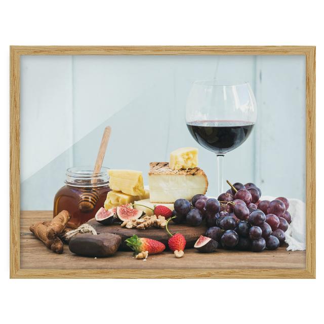 Cheese and Wine - Picture Frame Graphic Art August Grove Size: 30cm H x 40cm W x 2cm D, Frame Option: Brown Framed on Productcaster.