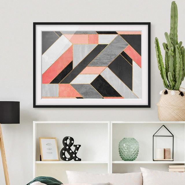 Geometry Pink and Gold - Picture Frame Graphic Art Canora Grey Frame Option: Black Framed, Size: 50cm H x 70cm W x 2cm D on Productcaster.