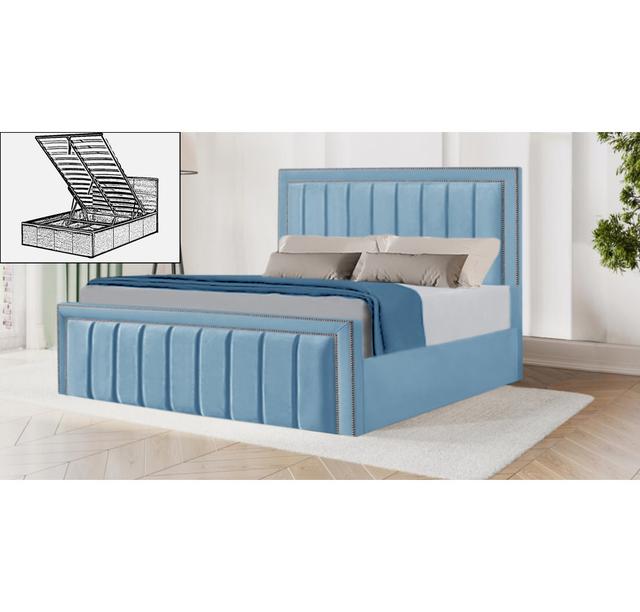 Luciana Storage Bed Brayden Studio Size: Single (3'), Colour: Sky Blue on Productcaster.