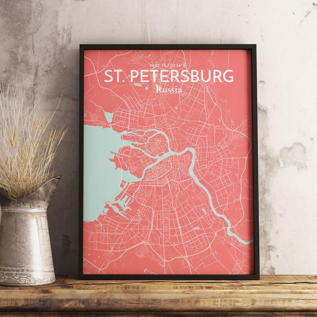 St. Petersburg City Map - No Frame Print East Urban Home Size: 61 cm H x 45.7 cm W x 0.1cm D on Productcaster.