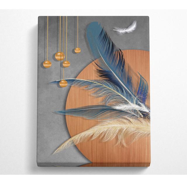 Feathers And Shapes - No Frame Art Prints on Canvas 17 Stories Size: 142.2cm H x 101.6cm W on Productcaster.