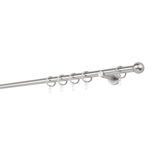 Curtain rod made to measure 1-run 20mm ball mydeco Size: 2cm H x 170cm W x 6.5cm D, Finish: Stainless Steel on Productcaster.