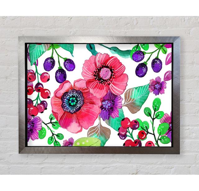 Poppies And Berries Framed Print Ophelia & Co. Size: 42cm H x 59.7cm W x 3.4cm D, Format: Black Framed Paper on Productcaster.