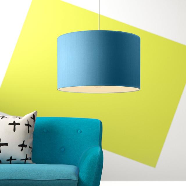 Polyester Drum Lamp Shade Hashtag Home Colour: Teal, Size: 20cm H x 30cm W x 30cm D on Productcaster.