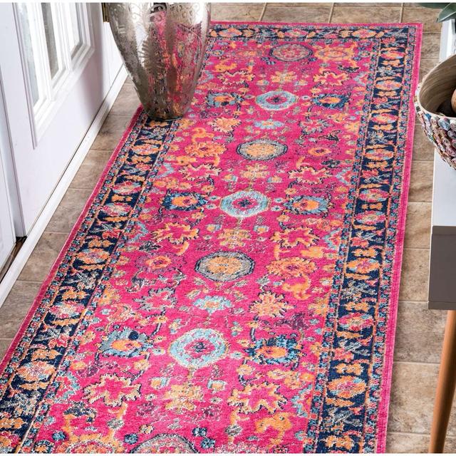 Ayush Cotton Pink Rug Latitude Vive Rug Size: Runner 81 x 244cm on Productcaster.