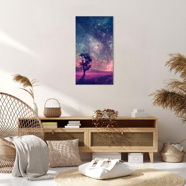 Leinwandbild Cosmos Tree Meadow Ebern Designs Größe: 100 cm H x 55 cm B x 1,8 cm T on Productcaster.