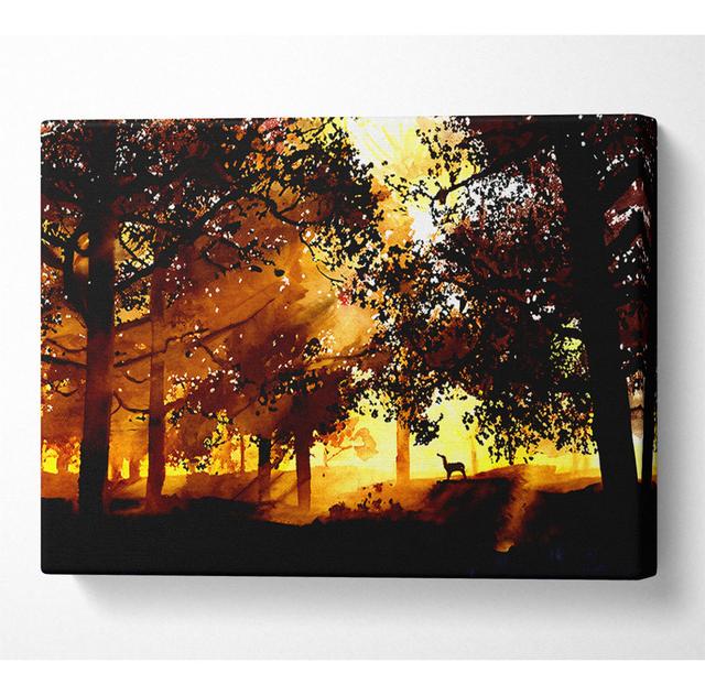 Sunrays Through The Deer Forest - Wrapped Canvas Art Prints ClassicLiving Size: 50.8cm H x 81.3cm W x 10cm D on Productcaster.