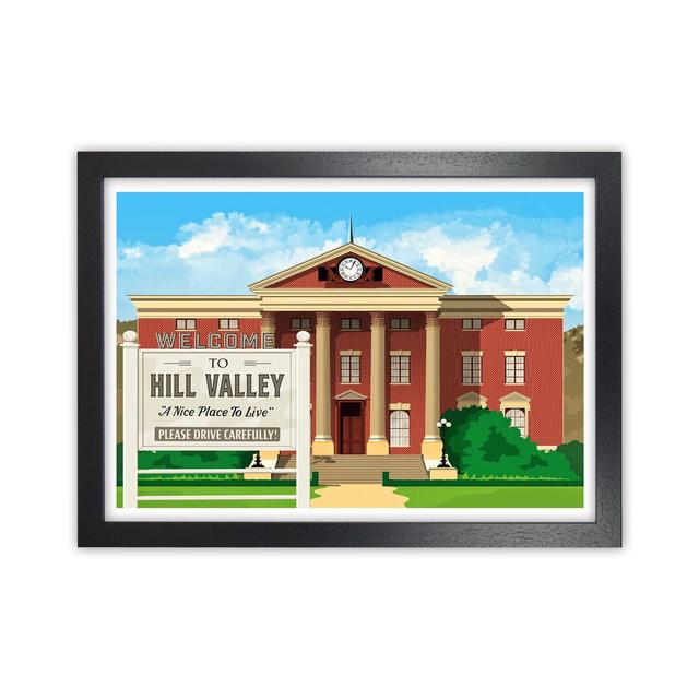 Hill Valley 1955 Revised by Richard O'Neill - Graphic Art Corrigan Studio Format: Black Framed, Size: 34cm H x 46cm W x 3cm D on Productcaster.