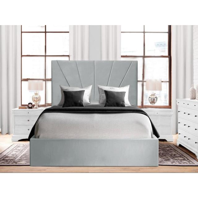 Alahnna Upholstered Bed Frame Canora Grey Size: Kingsize (152 x 219cm), Colour: Light Silver on Productcaster.