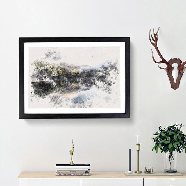 Antholzer See Lake Reflection Watercolour - Picture Frame Graphic Art Print East Urban Home Size: 62cm H x 87cm W x 2cm D, Frame Option: Black Framed on Productcaster.