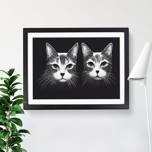 Two Cats Vol.1 - Picture Frame Graphic Art Marlow Home Co. Size: 34cm H x 46cm W x 2cm D, Frame Colour: Black on Productcaster.