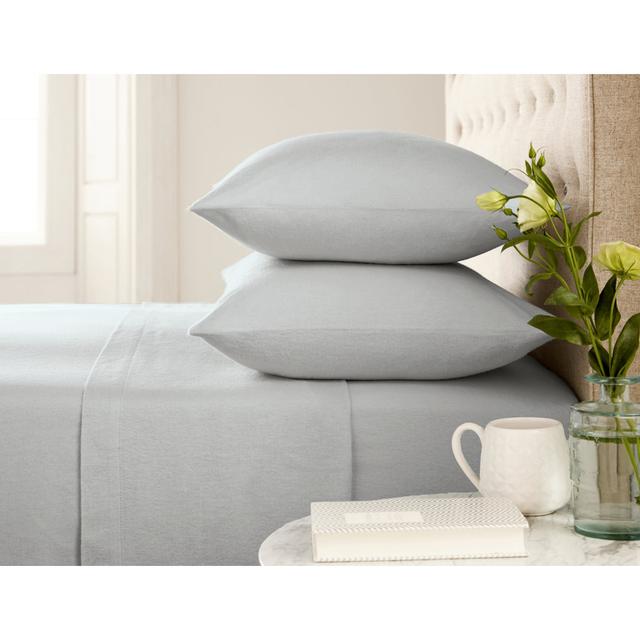 100% Brushed Cotton Flat Sheet Helena Springfield Colour: Silver, Size: Kingsize (5') on Productcaster.