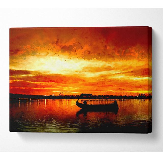 Fire Sky Lake Orange - Wrapped Canvas Art Prints Breakwater Bay Size: 66cm H x 106.6cm W on Productcaster.