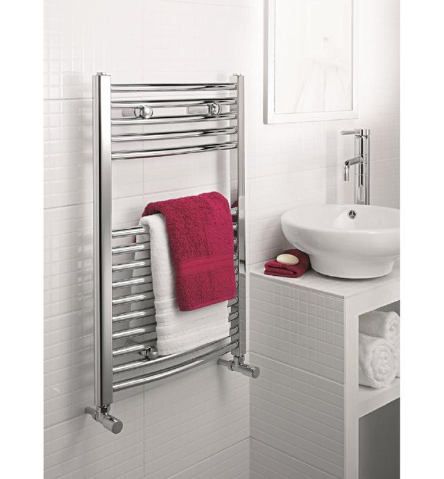 Phoebe Curved Towel Rail Heated Towel Rails Belfry Heating Size: 175cm L x 60cm W x 6.5cm D, Finish: Silver on Productcaster.