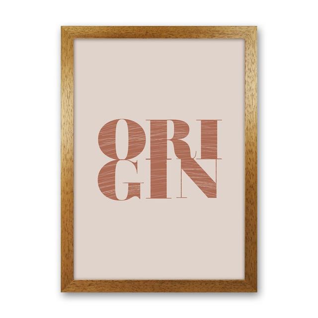 Origin - Typography Print on Paper 17 Stories Size: 34cm H x 25cm W x 3cm D, Frame Option: Oak Frame on Productcaster.