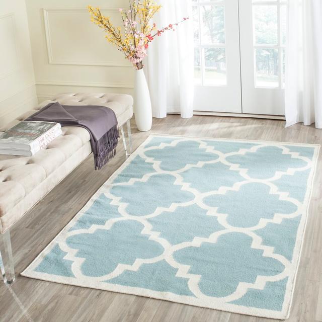 Capirano Handmade Flatweave Wool Light Blue/Ivory Rug Canora Grey Rug Size: Rectangle 182 x 274cm on Productcaster.