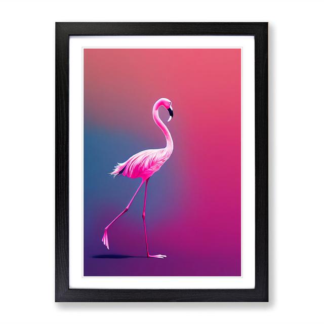 Strolling Flamingo - Picture Frame Graphic Art 17 Stories Frame Colour: Black , Size: 64cm H x 46cm W x 2cm D on Productcaster.