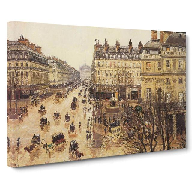 French Theatre in the Rain by Camille Pissarro - Wrapped Canvas Painting East Urban Home Size: 50cm H x 76cm W x 3cm D on Productcaster.