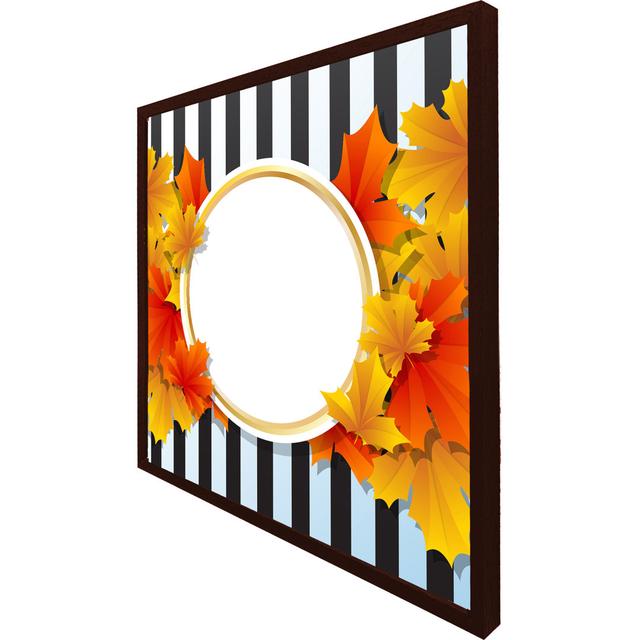 Oxnard Orange & Red Autumn Leaves On Black Stripes - Single Picture Frame Print Brambly Cottage Size: 31cm H x 31cm W x 4cm D, Frame Colour: Brown Fra on Productcaster.