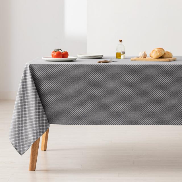 Anguilla Floral Cotton Tablecloth Latitude Run Size: 300cm W x 140cm L, Colour: Dark Grey on Productcaster.