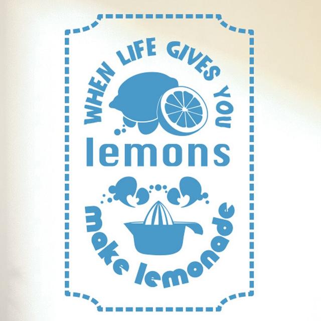 When Life Gives You Lemons Make Lemonade Wall Sticker Maturi Colour: Blue, Size: Large on Productcaster.