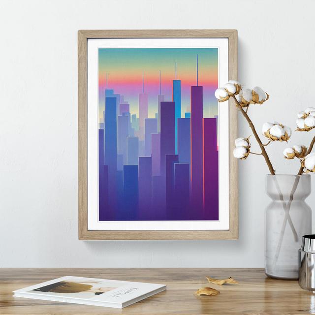 A Serene City Skyline No.3 Abstract - Picture Frame Graphic Art Latitude Run Size: 46cm H x 34cm W x 2cm D, Frame Colour: Oak on Productcaster.