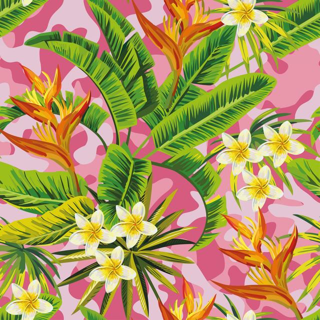 Denzer Tropical Jungle Pink Camo Background - Wrapped Canvas Photograph Bay Isle Home Size: 76cm H x 76cm W x 3.8cm D on Productcaster.