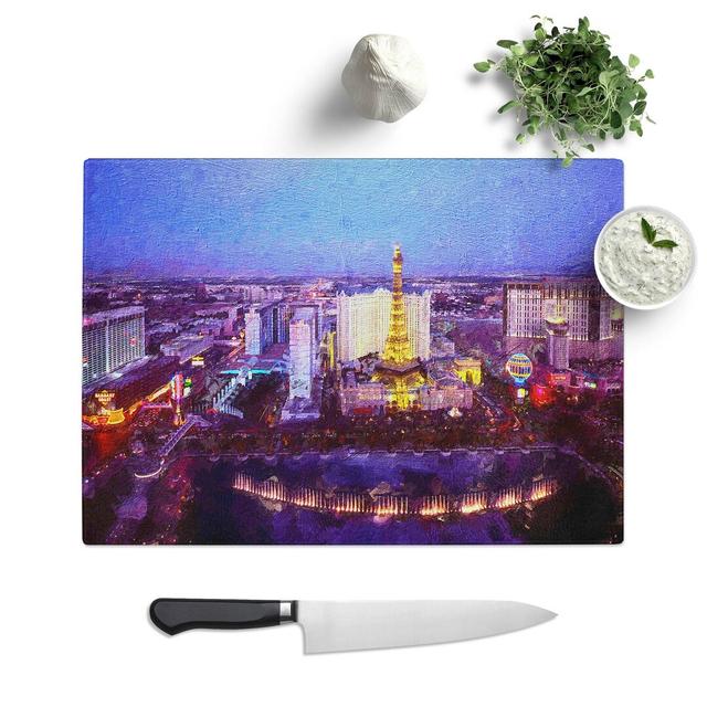 Tempered Glass The Las Vegas Strip and Skyline in Nevada Chopping Board East Urban Home Size: 28.5 cm W x 20 cm L on Productcaster.